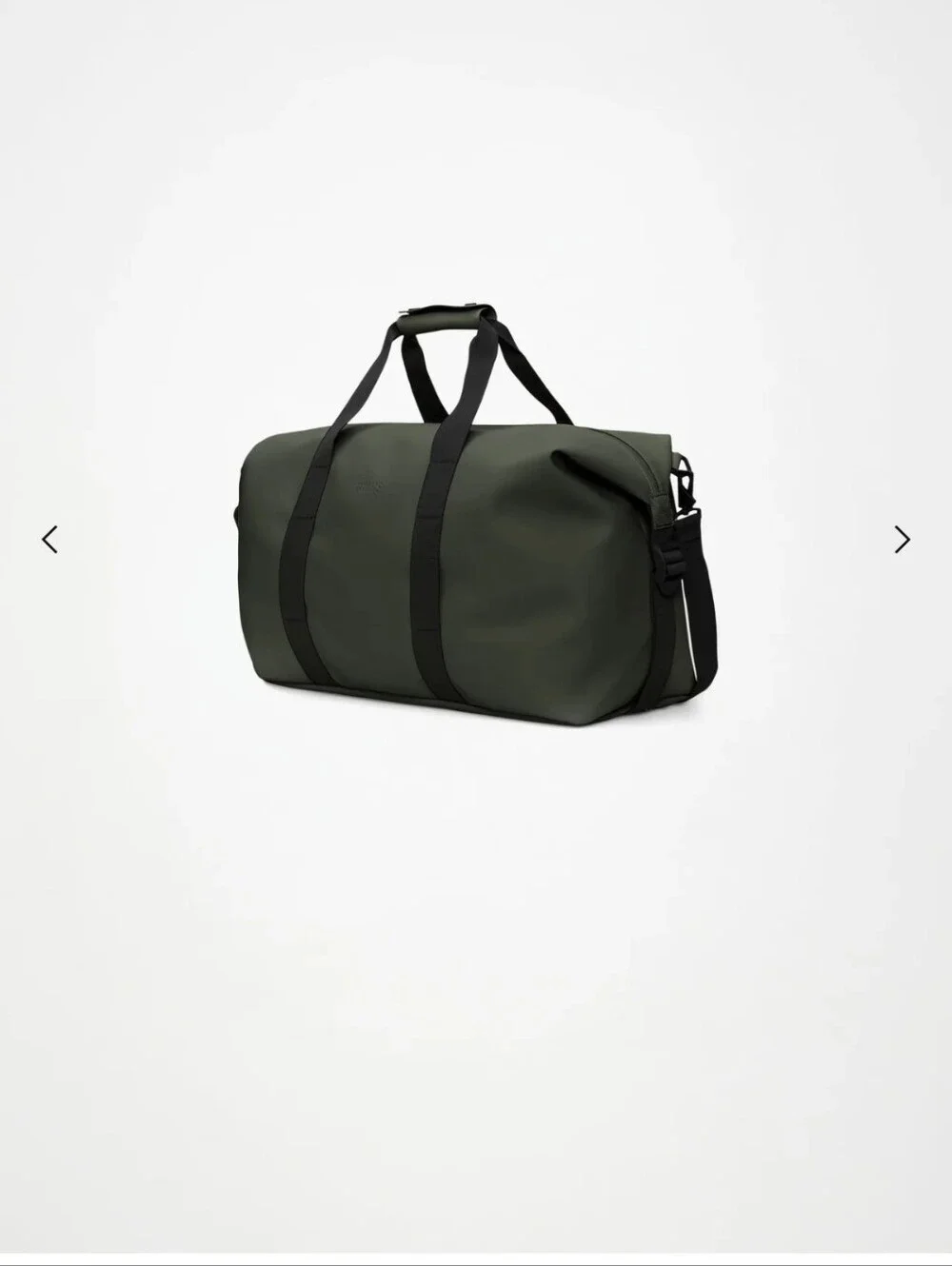 Rains Olive Green Waterfroof Duffel Bag with Black Straps